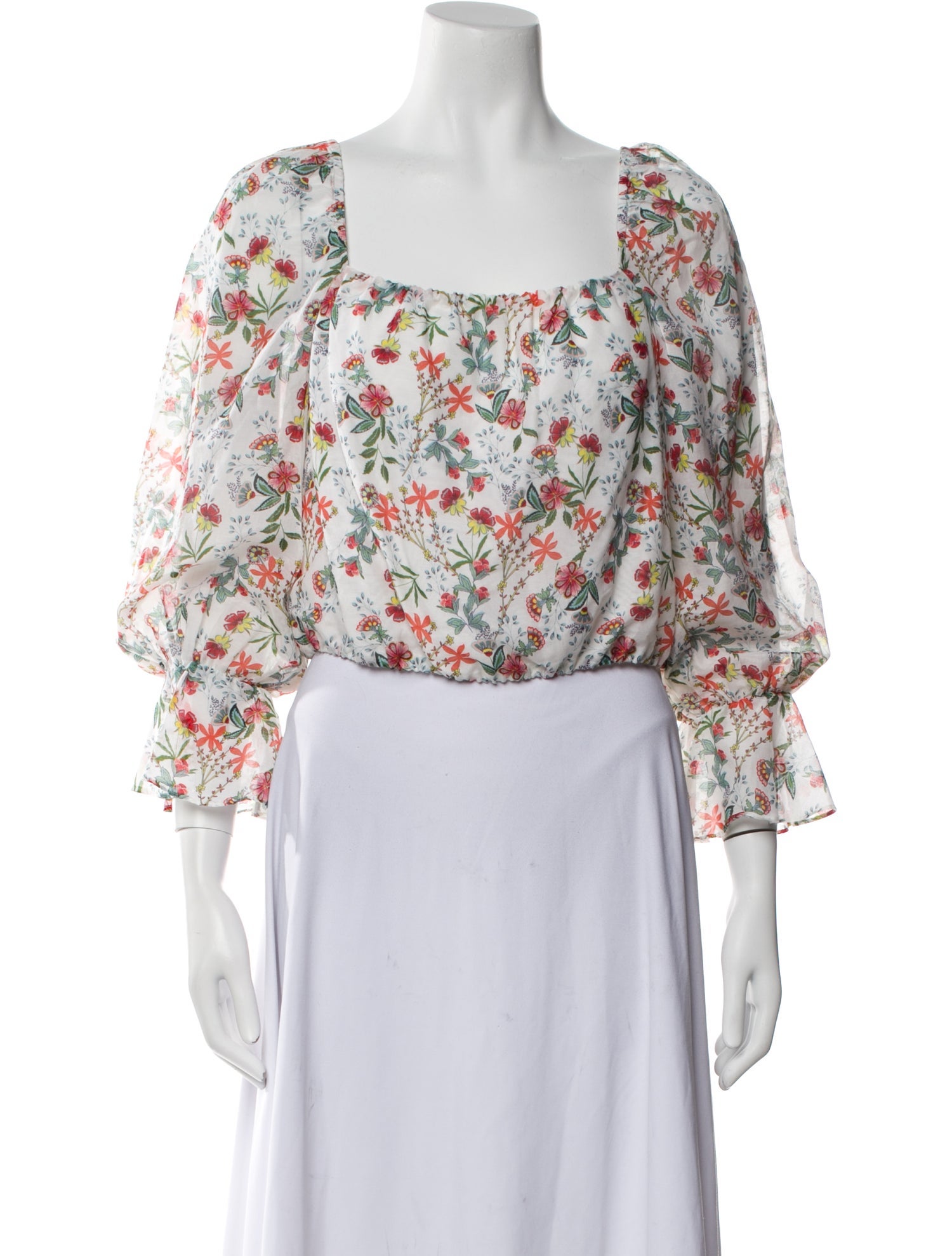 Alice + Olivia Floral Print Square Neckline Crop Top