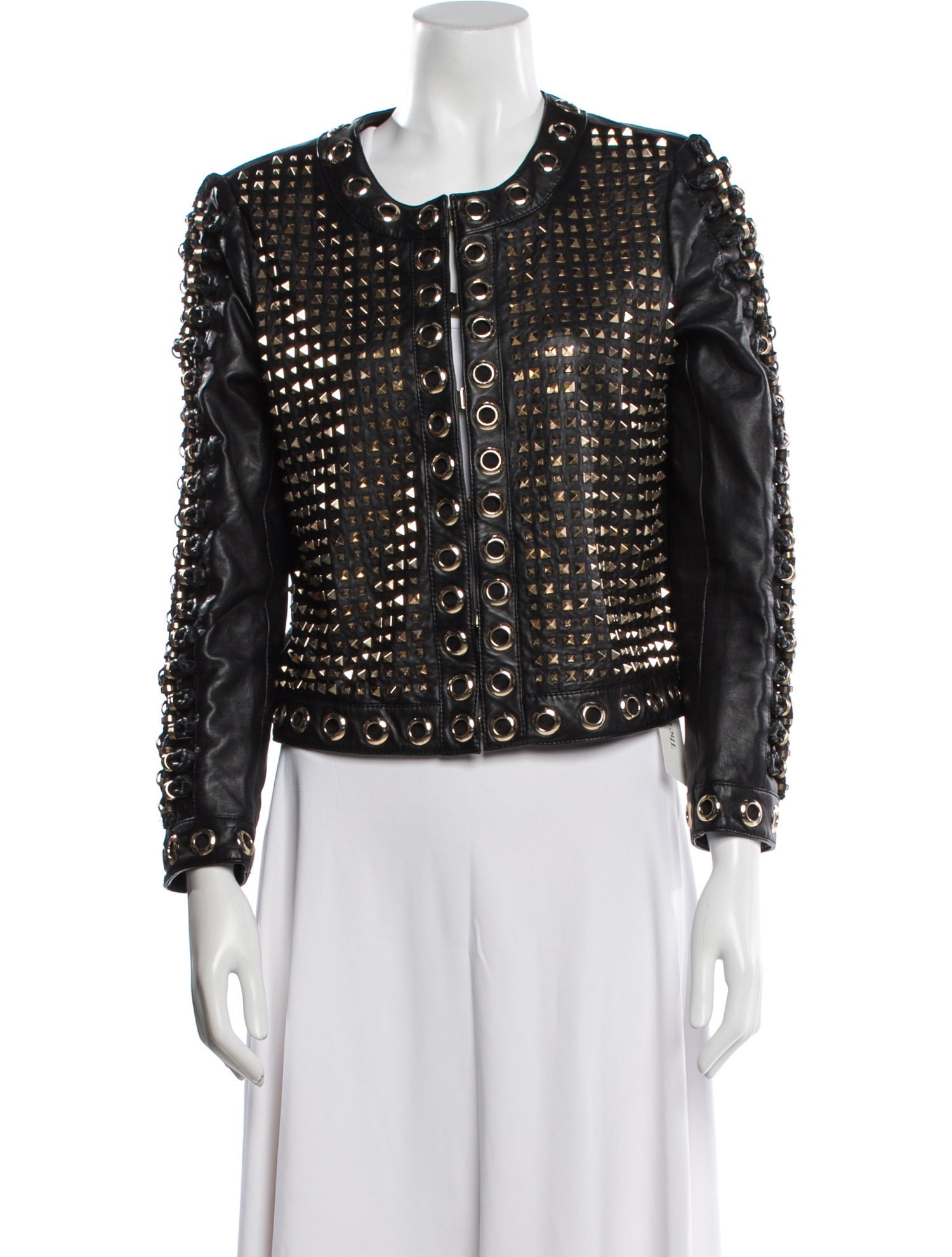 Alice + Olivia Lamb Leather Printed Evening Jacket