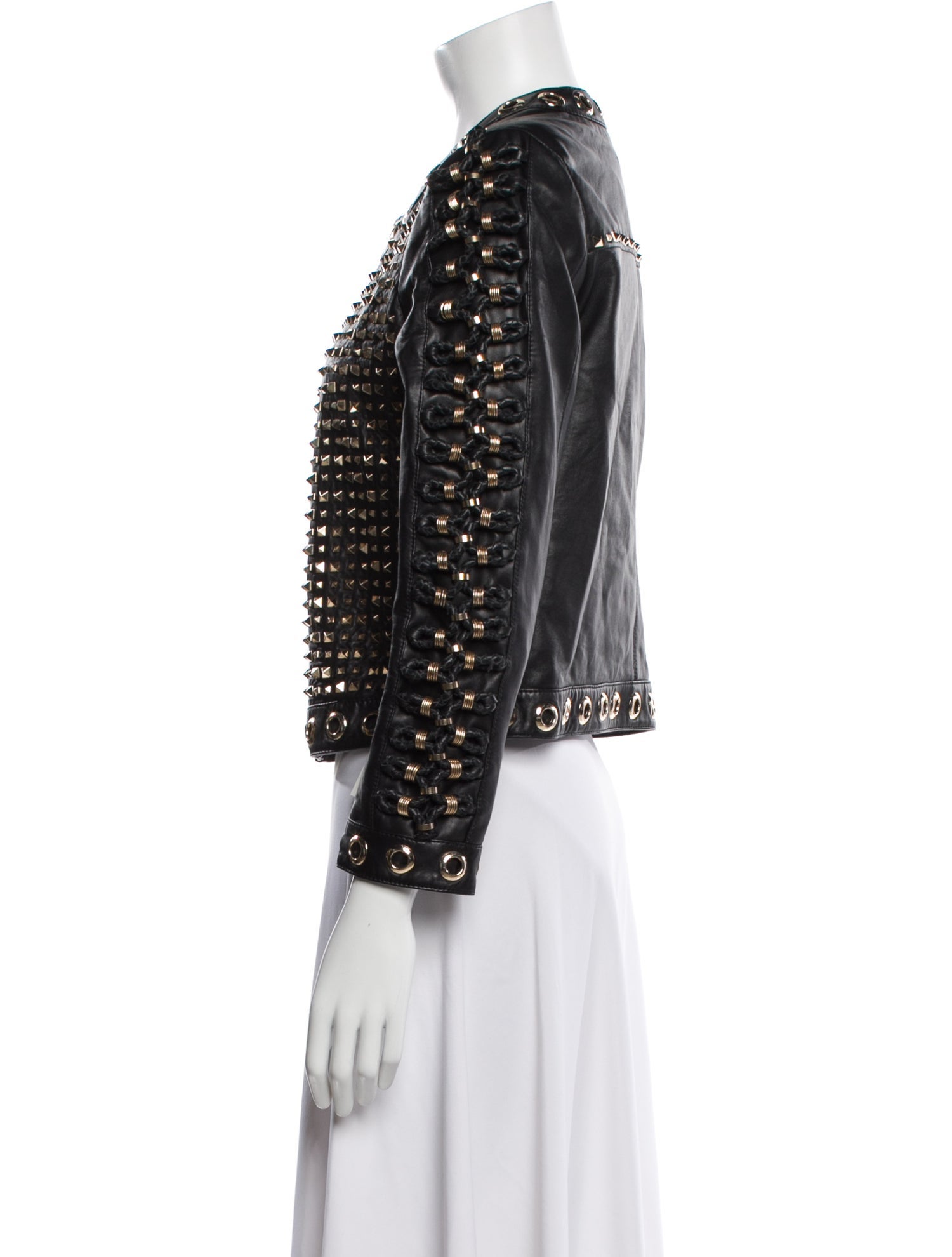 Alice + Olivia Lamb Leather Printed Evening Jacket