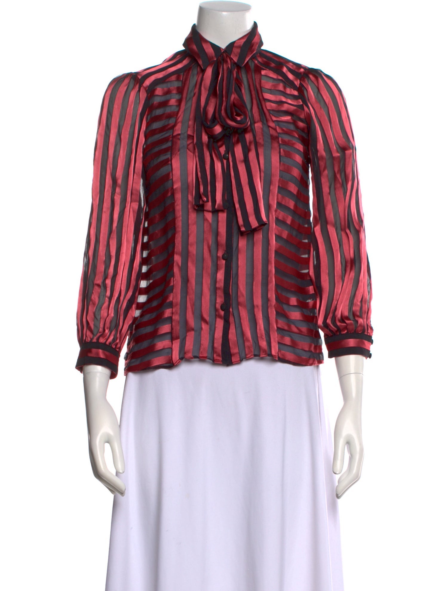 Alice + Olivia Silk Striped Blouse