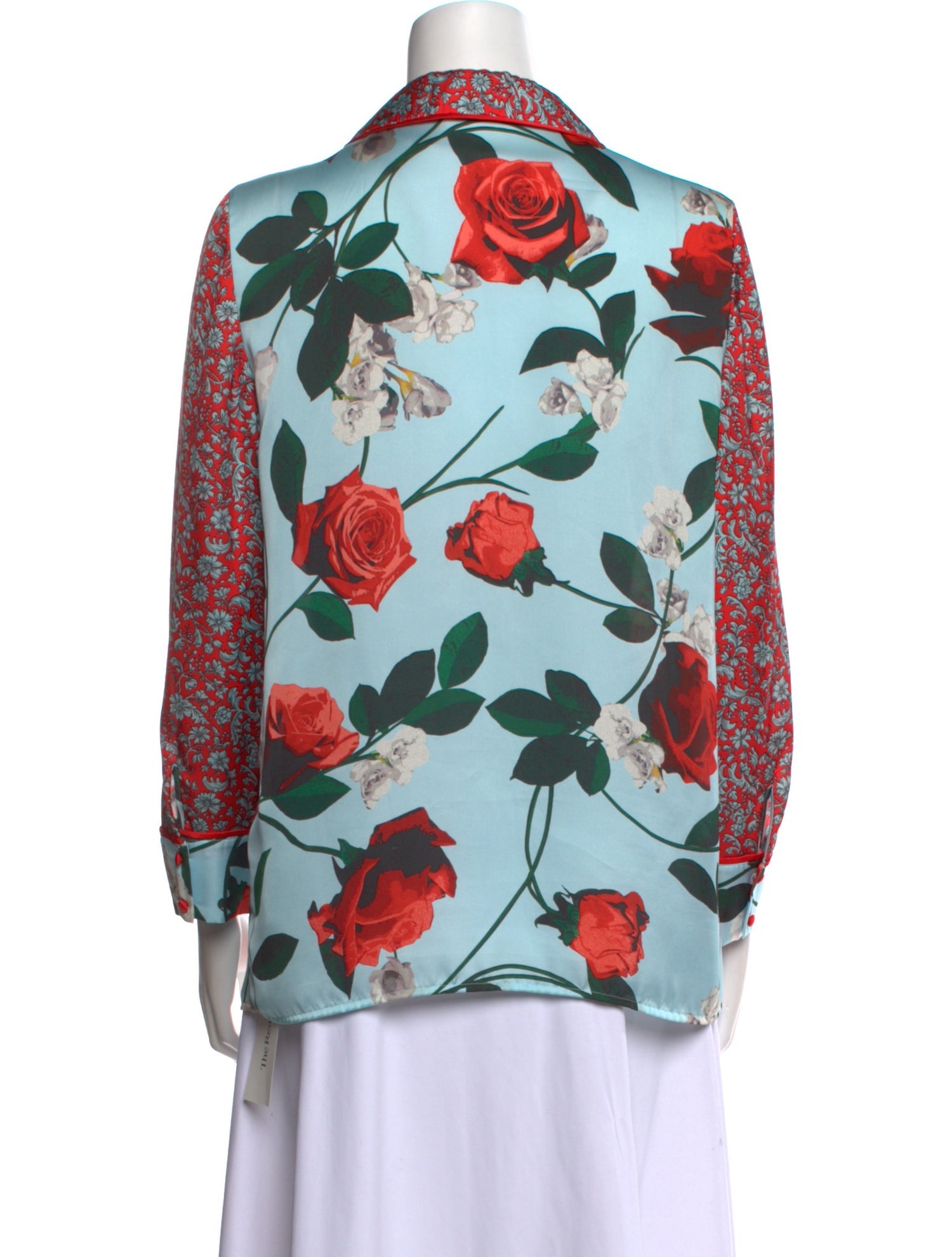 Alice + Olivia Printed Three-Quarter Sleeve Button-Up Top