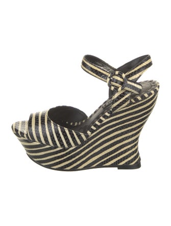 Alice + Olivia Leather Striped Espadrilles