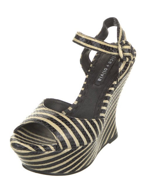 Alice + Olivia Leather Striped Espadrilles