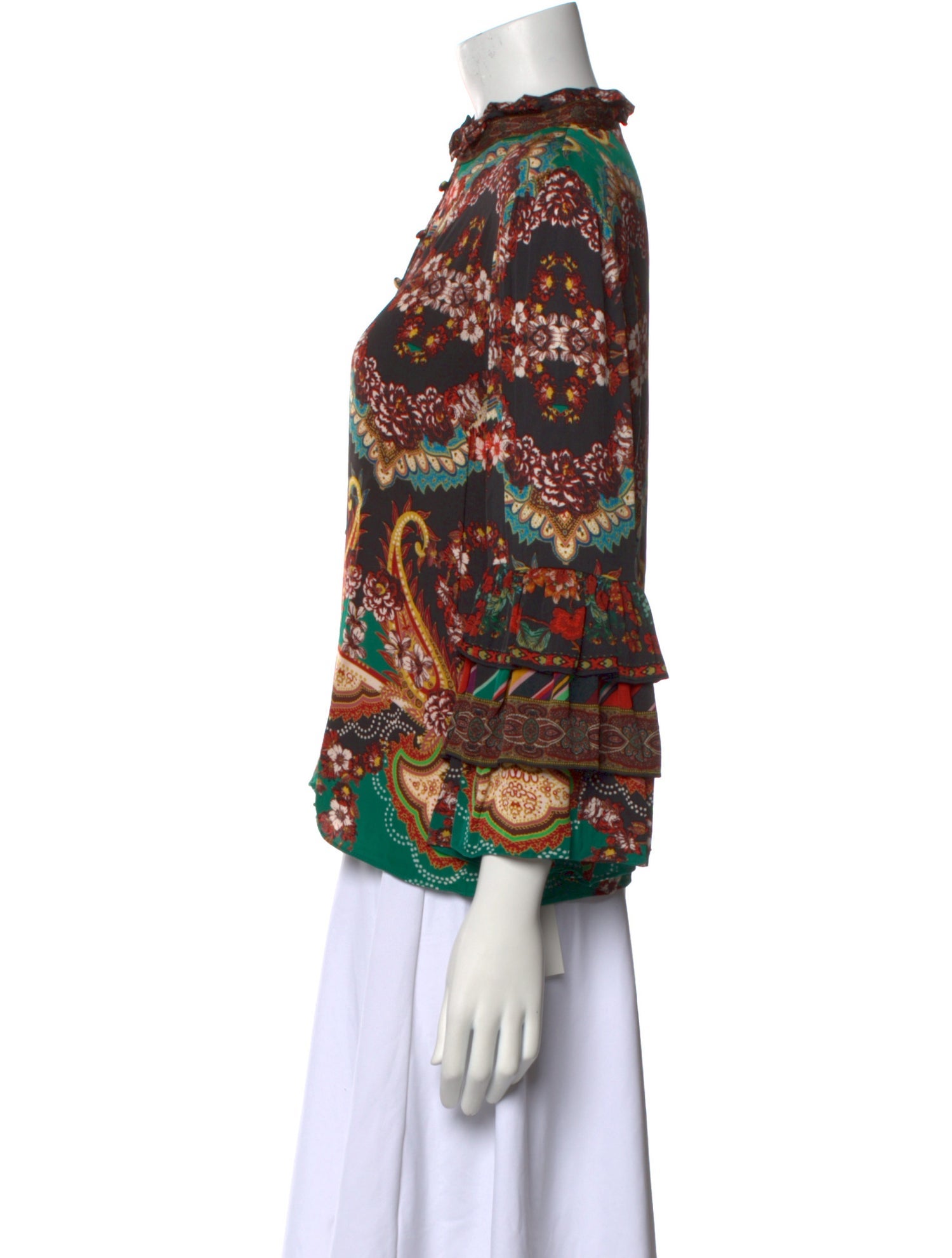 Alice + Olivia Printed Mock Neck Blouse