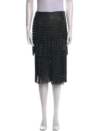 Alice + Olivia Lamb Leather Knee-Length Skirt