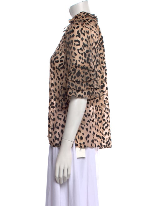 Alice + Olivia Animal Print Mock Neck Blouse