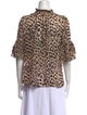 Alice + Olivia Animal Print Mock Neck Blouse