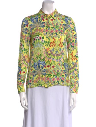 Alice + Olivia Floral Print Long Sleeve Blouse