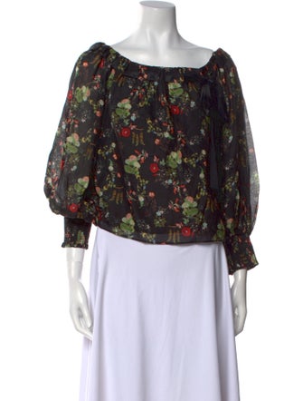 Alice + Olivia Floral Print Square Neckline Blouse
