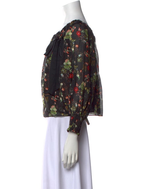 Alice + Olivia Floral Print Square Neckline Blouse