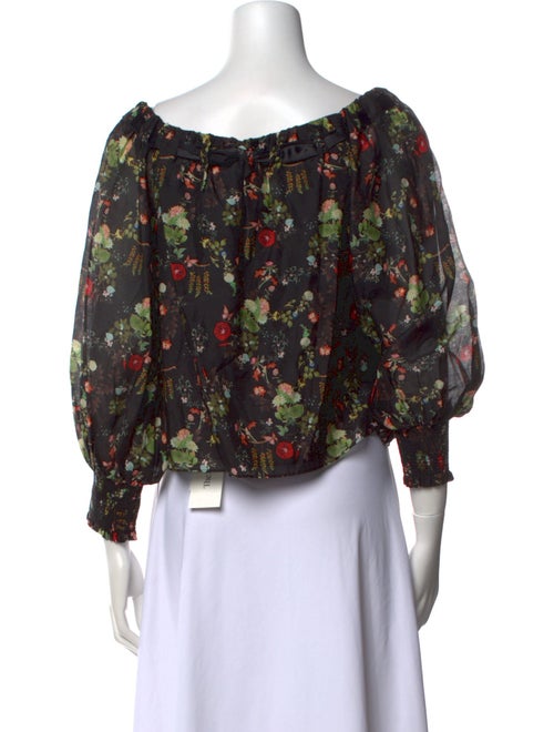 Alice + Olivia Floral Print Square Neckline Blouse