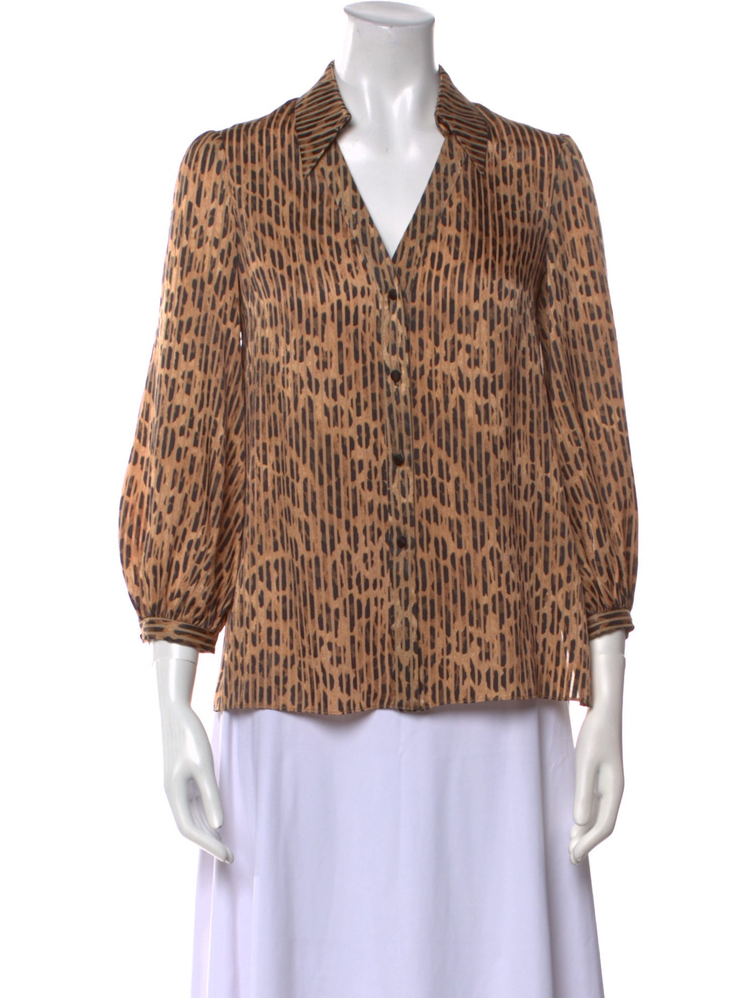 Alice + Olivia Animal Print Three-Quarter Sleeve Blouse