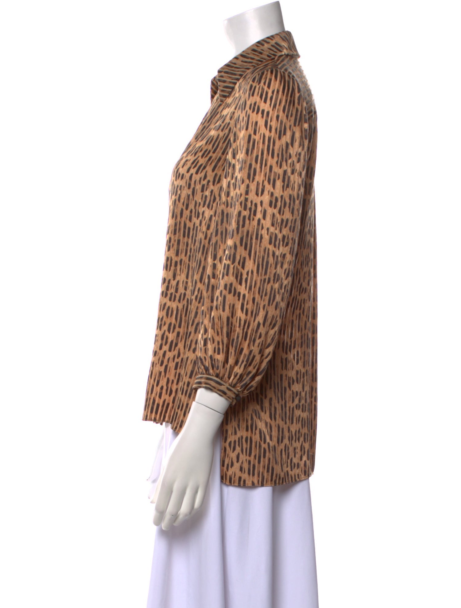 Alice + Olivia Animal Print Three-Quarter Sleeve Blouse