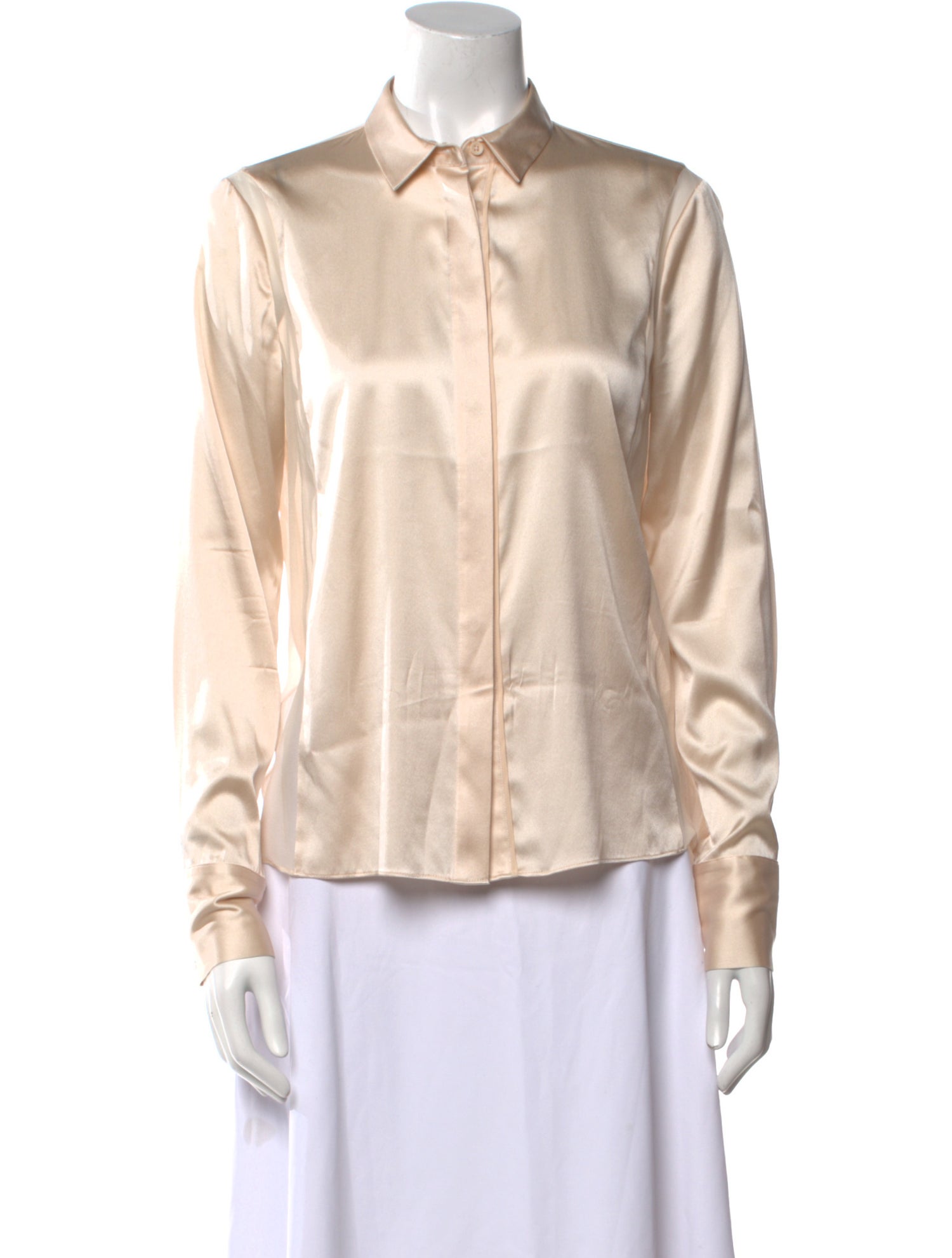 Alice + Olivia Silk Long Sleeve Button-Up Top