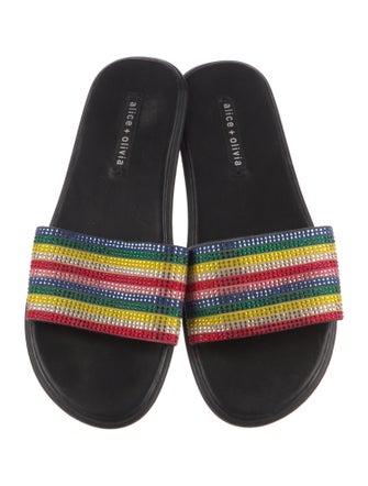 Alice + Olivia Leather Printed Slides