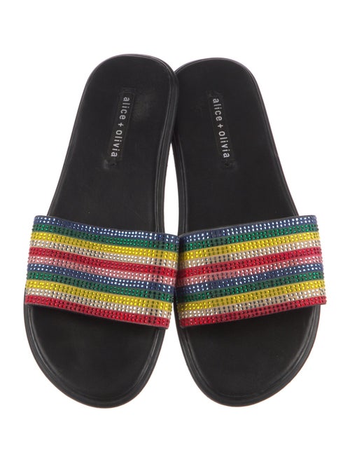 Alice + Olivia Leather Printed Slides