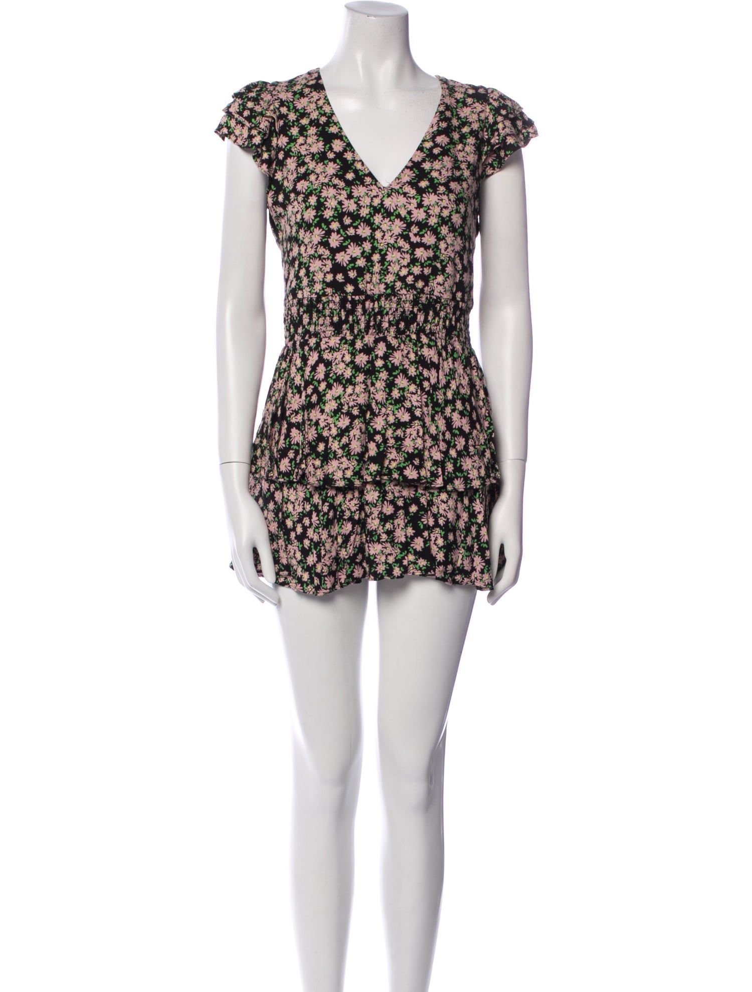 Alice + Olivia Floral Print V-Neck Romper