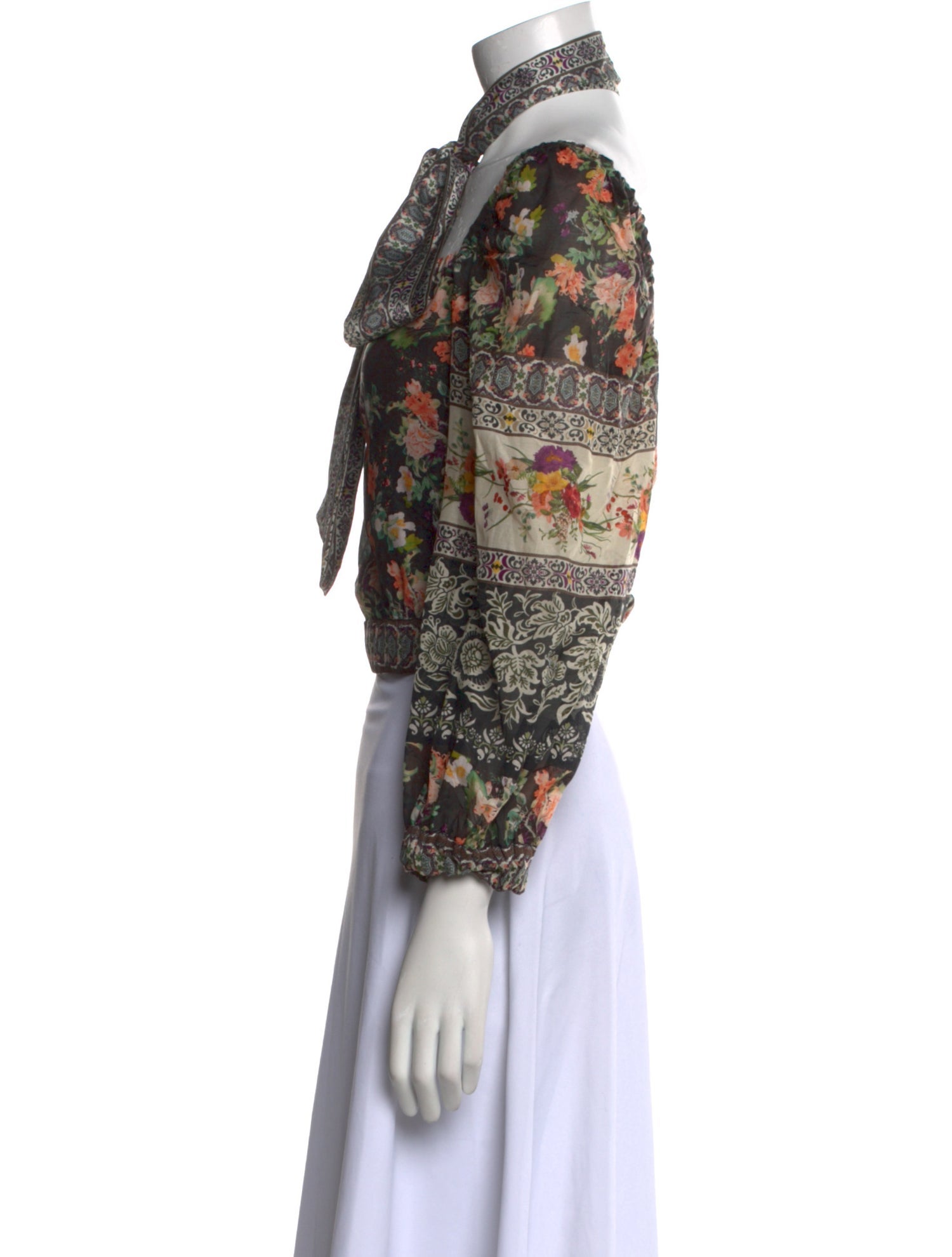 Alice + Olivia Floral Print Mock Neck Crop Top