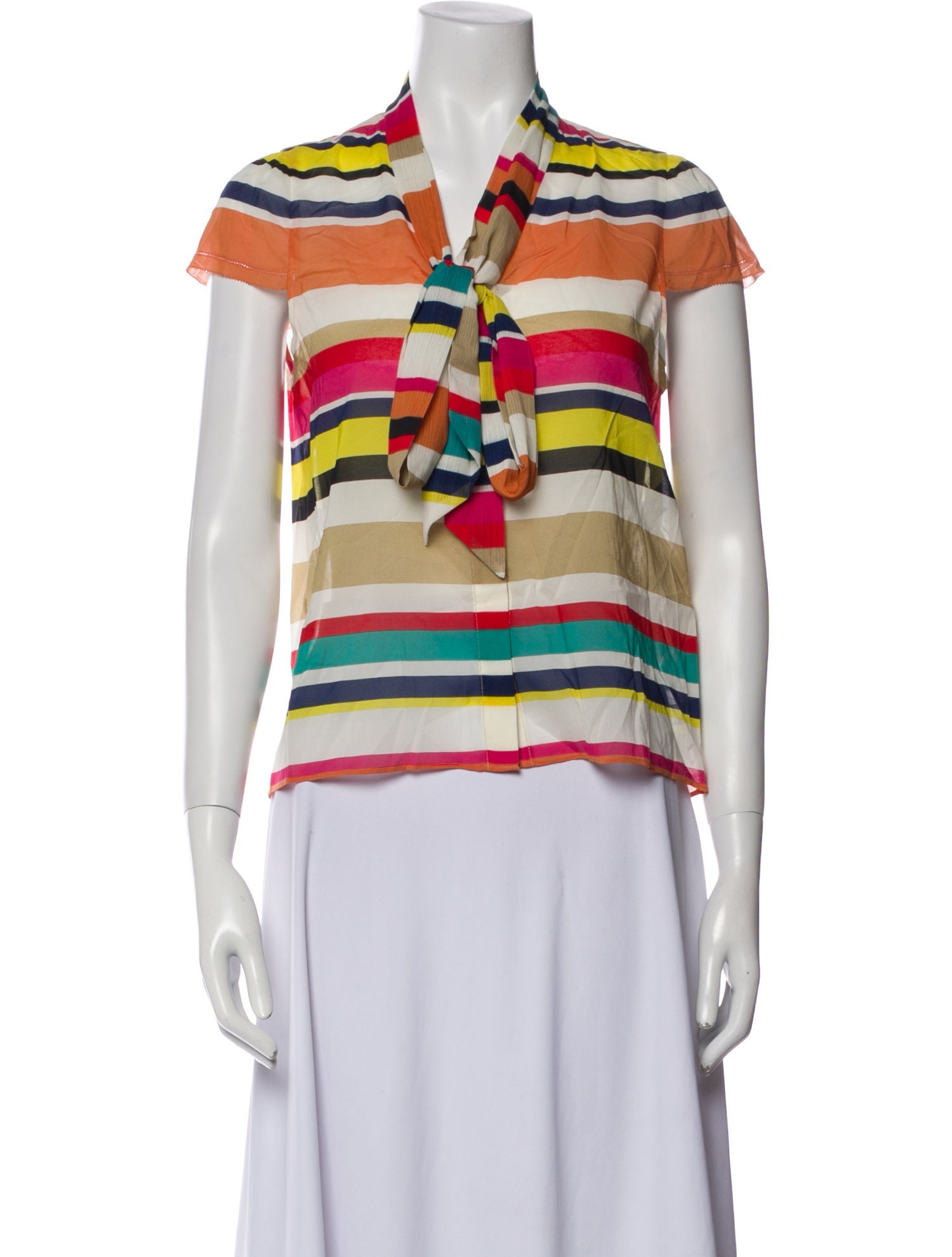 Alice + Olivia Silk Striped Polo