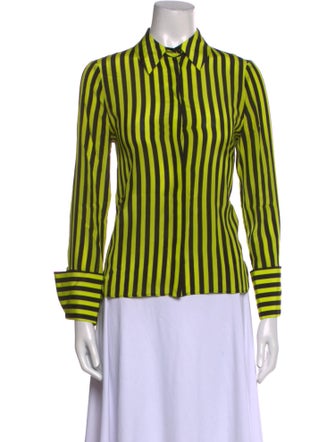 Alice + Olivia Silk Striped Button-Up Top