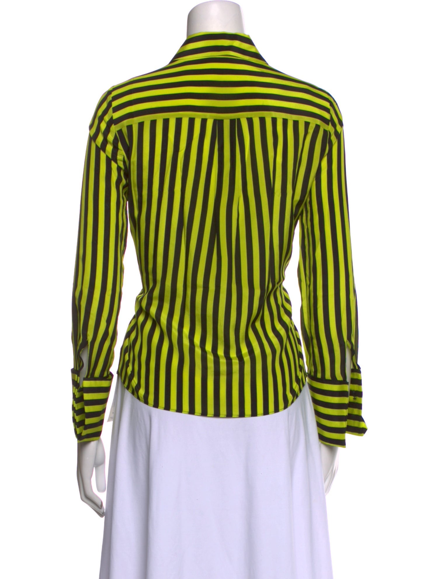 Alice + Olivia Silk Striped Button-Up Top