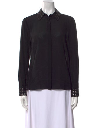 Alice + Olivia Silk Long Sleeve Button-Up Top