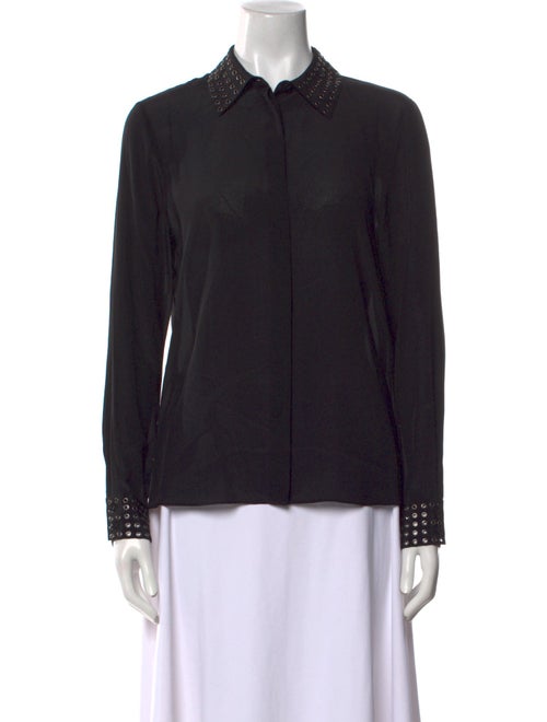 Alice + Olivia Silk Long Sleeve Button-Up Top