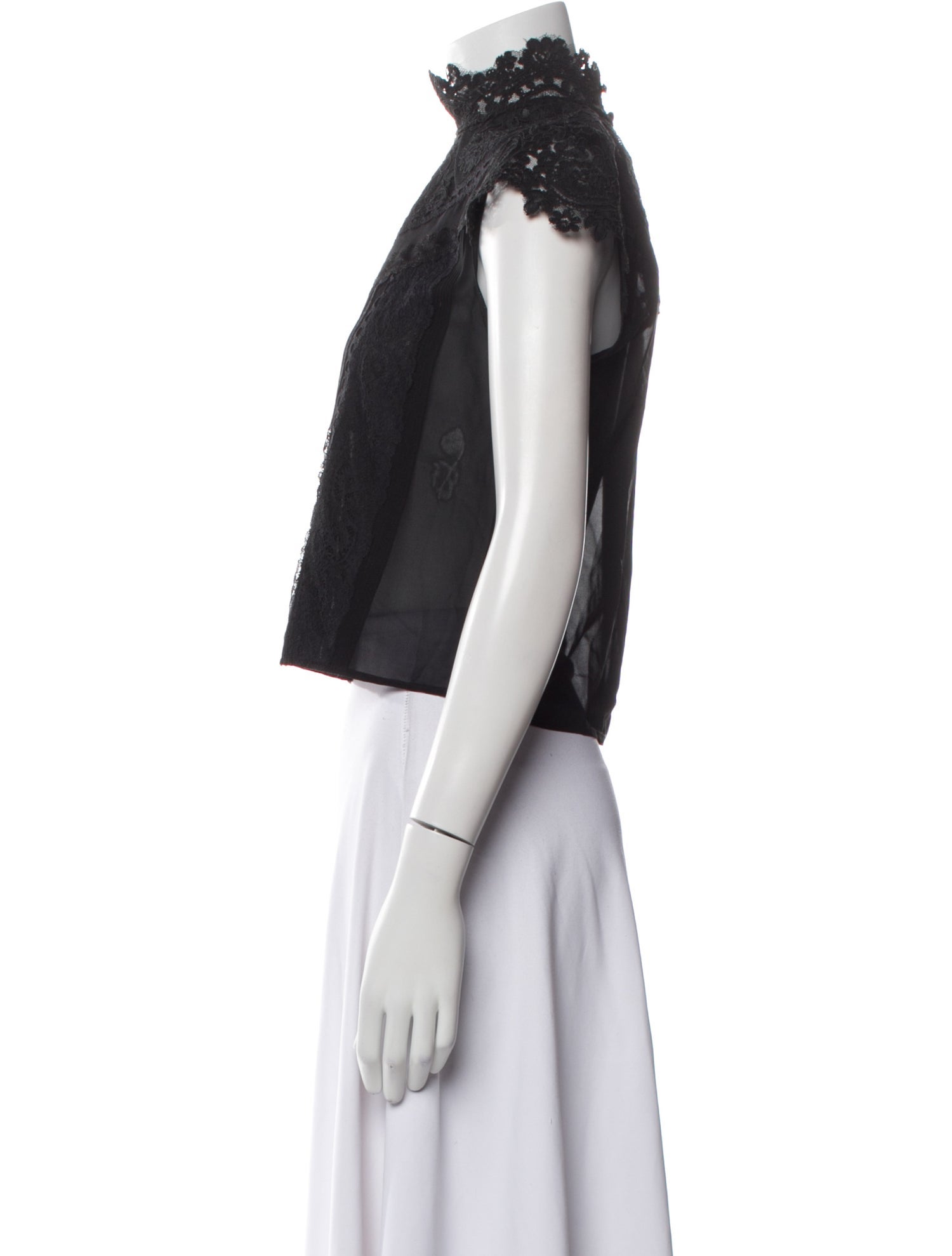 Alice + Olivia Silk Mock Neck Crop Top