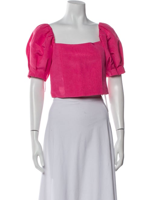 Alice + Olivia Square Neckline Short Sleeve Crop Top