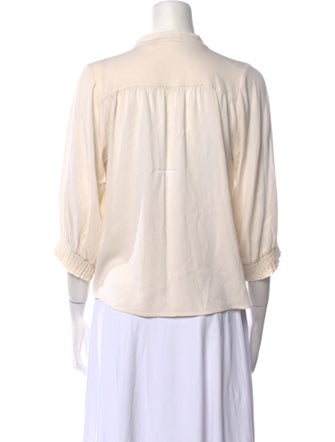 Alice + Olivia Mock Neck Three-Quarter Sleeve Button-Up Top