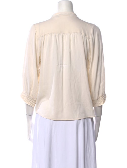 Alice + Olivia Mock Neck Three-Quarter Sleeve Button-Up Top