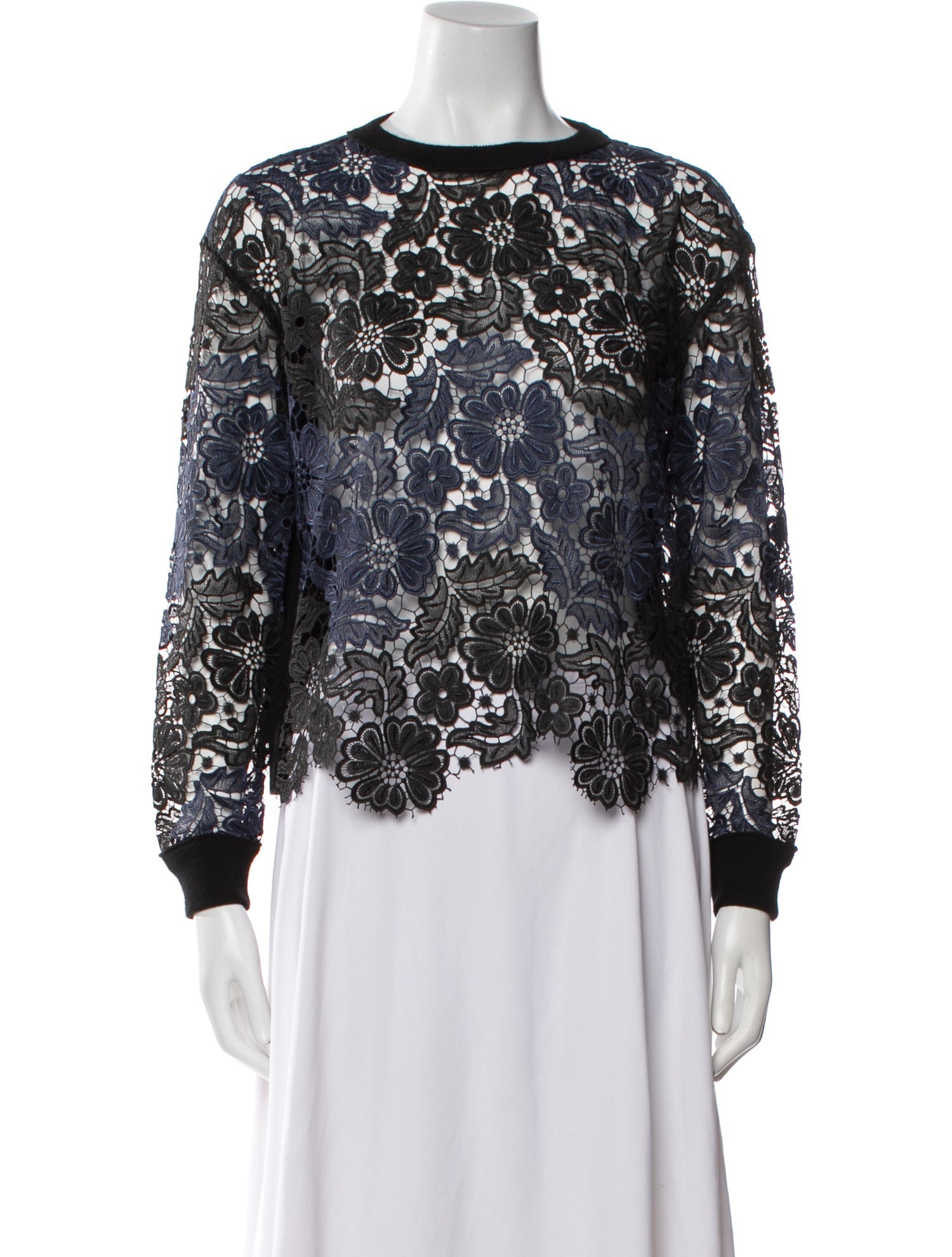 Alice + Olivia Wool Lace Pattern Blouse