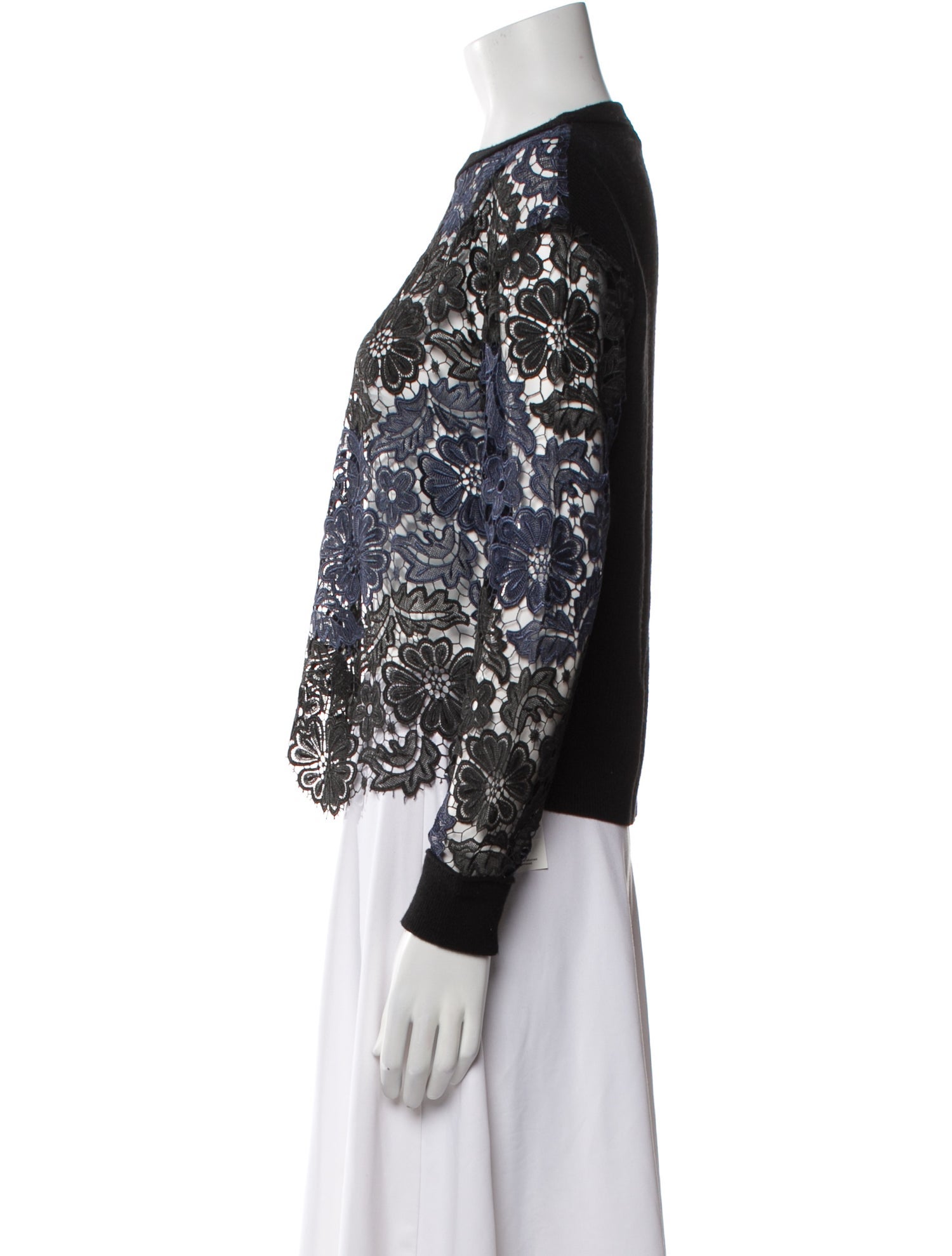 Alice + Olivia Wool Lace Pattern Blouse