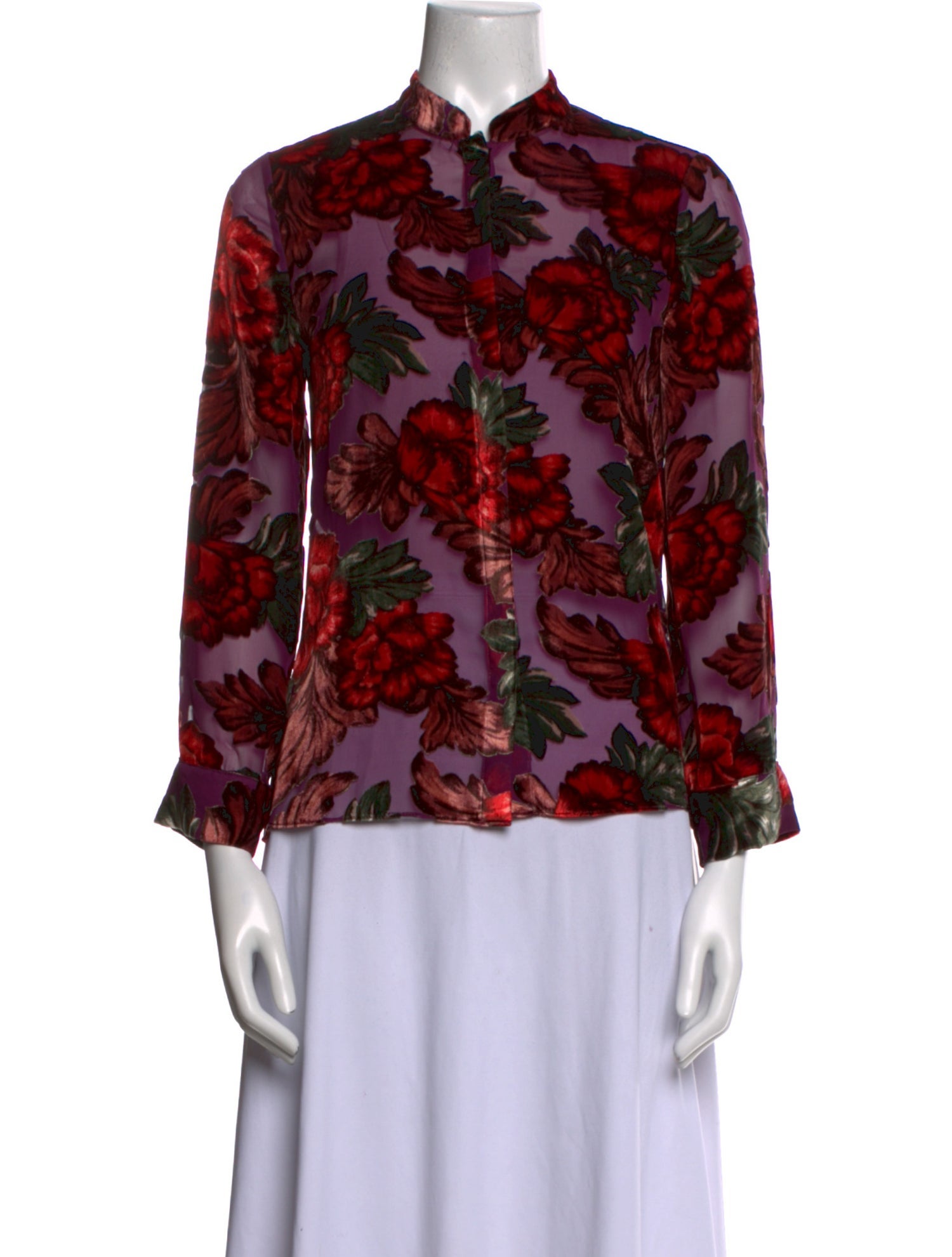 Alice + Olivia Floral Print Three-Quarter Sleeve Blouse