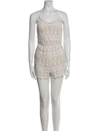 Alice + Olivia Lace Pattern Scoop Neck Romper