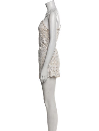 Alice + Olivia Lace Pattern Scoop Neck Romper