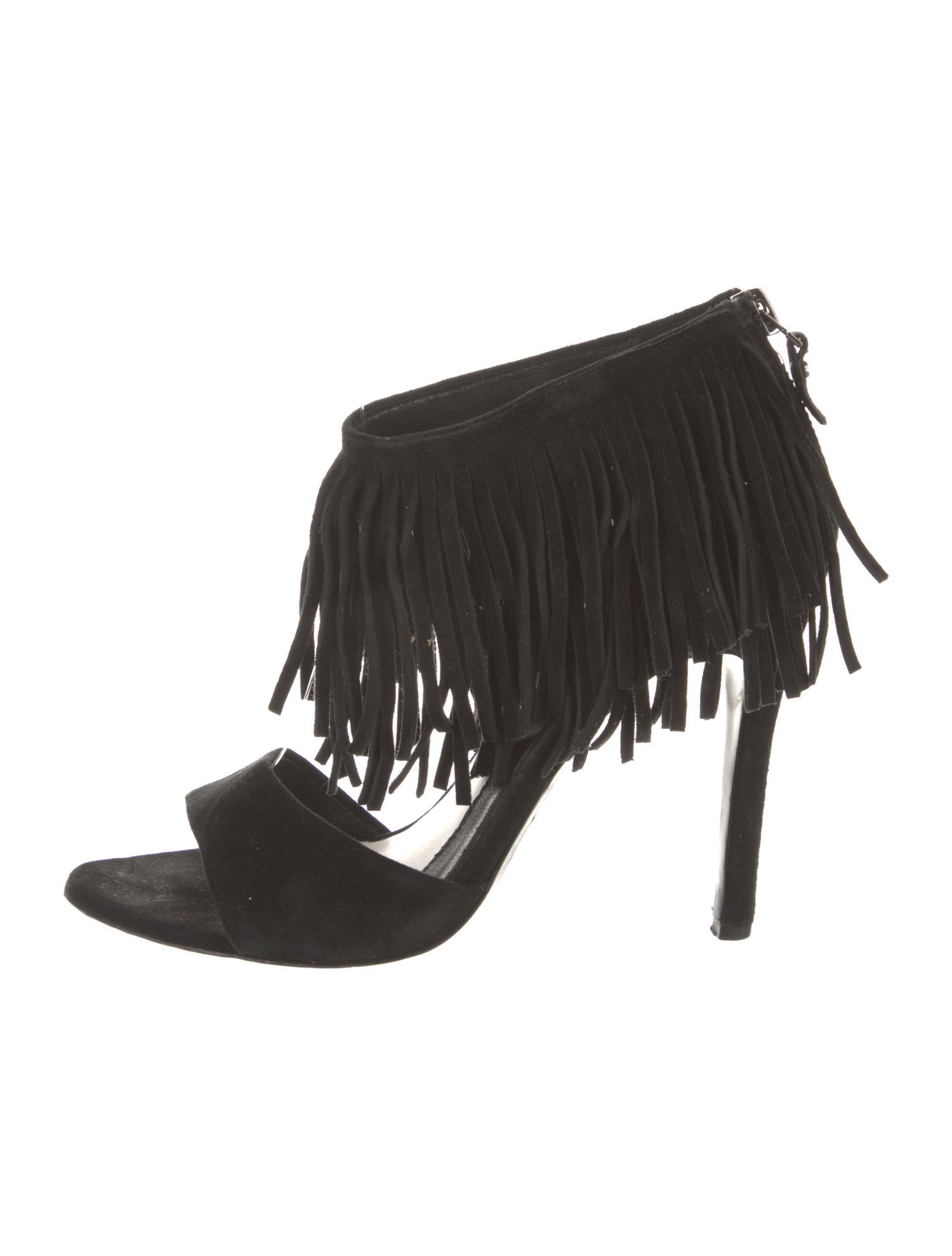 Alice + Olivia Suede Fringe Trim Accent Slingback Sandals