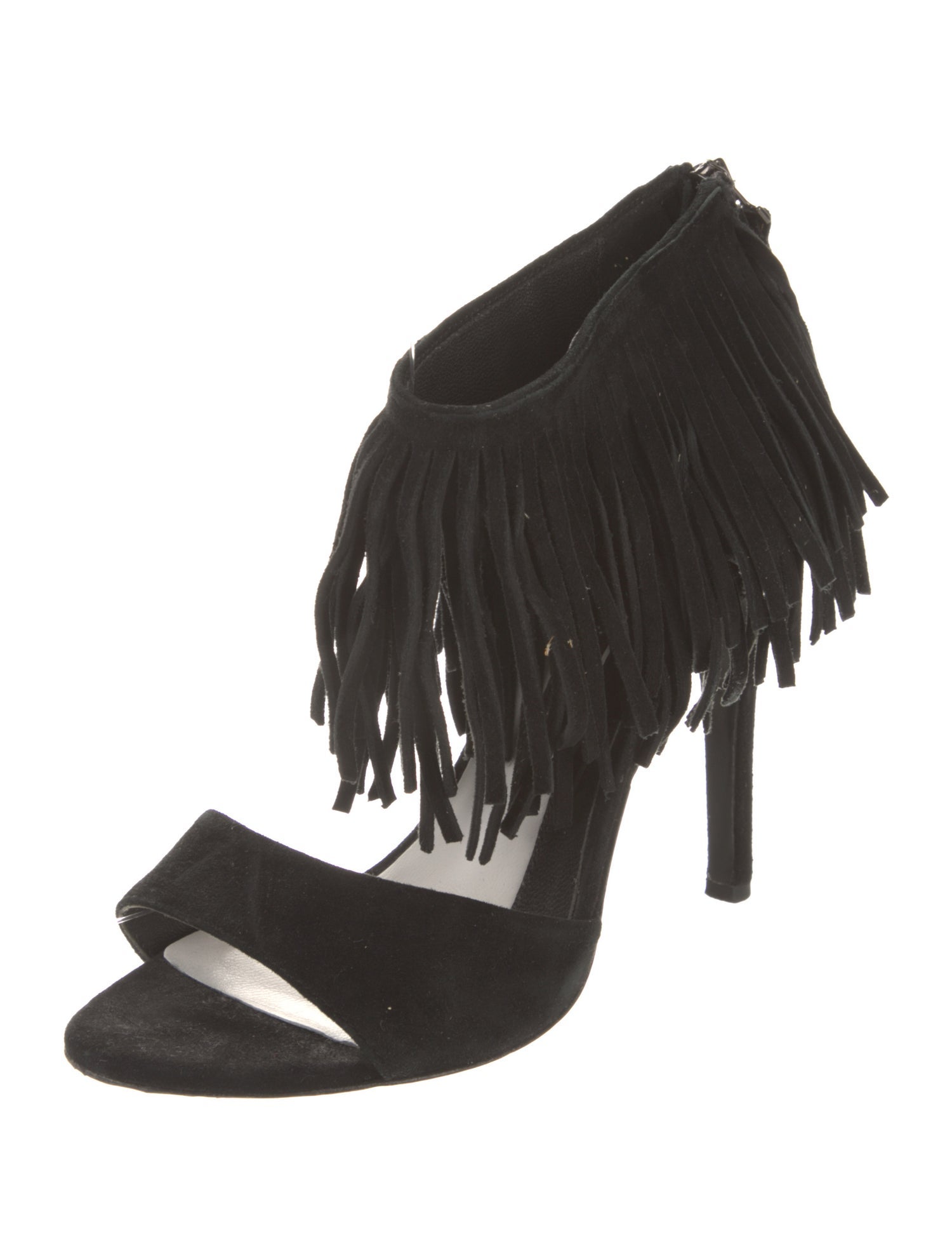 Alice + Olivia Suede Fringe Trim Accent Slingback Sandals