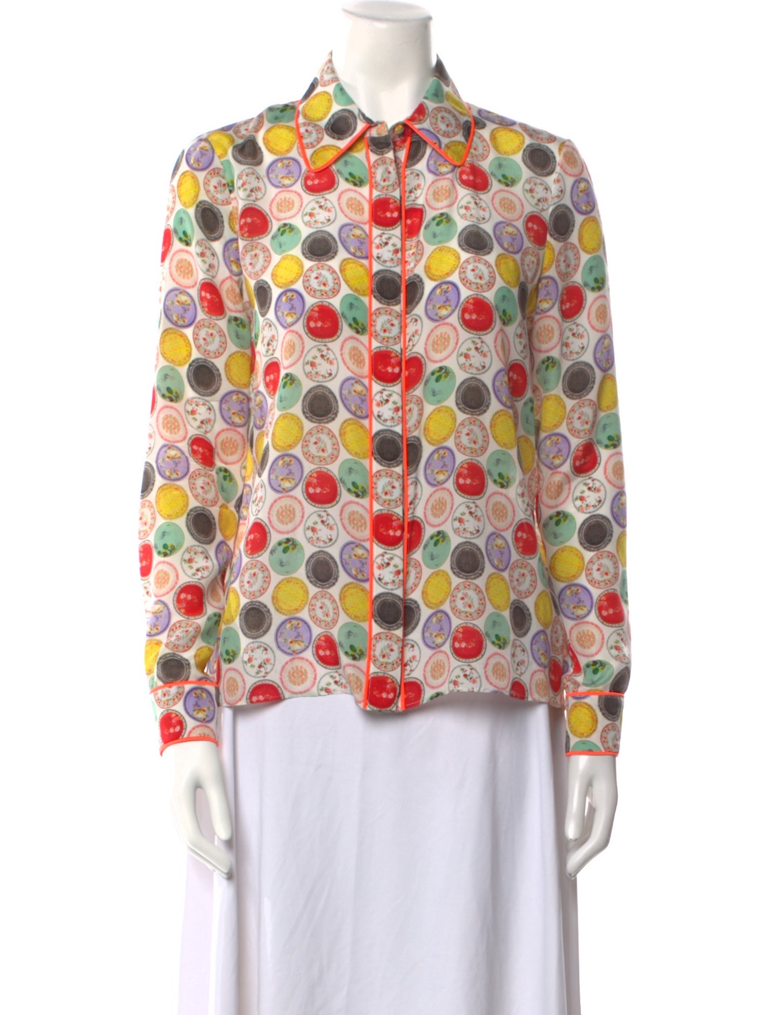 Alice + Olivia Silk Printed Button-Up Top