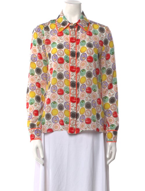 Alice + Olivia Silk Printed Button-Up Top
