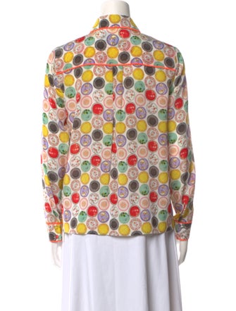 Alice + Olivia Silk Printed Button-Up Top