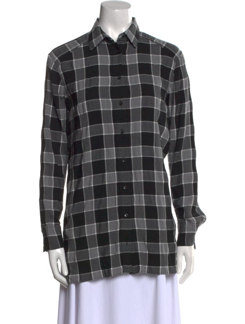 Alice + Olivia Plaid Print Long Sleeve Button-Up Top