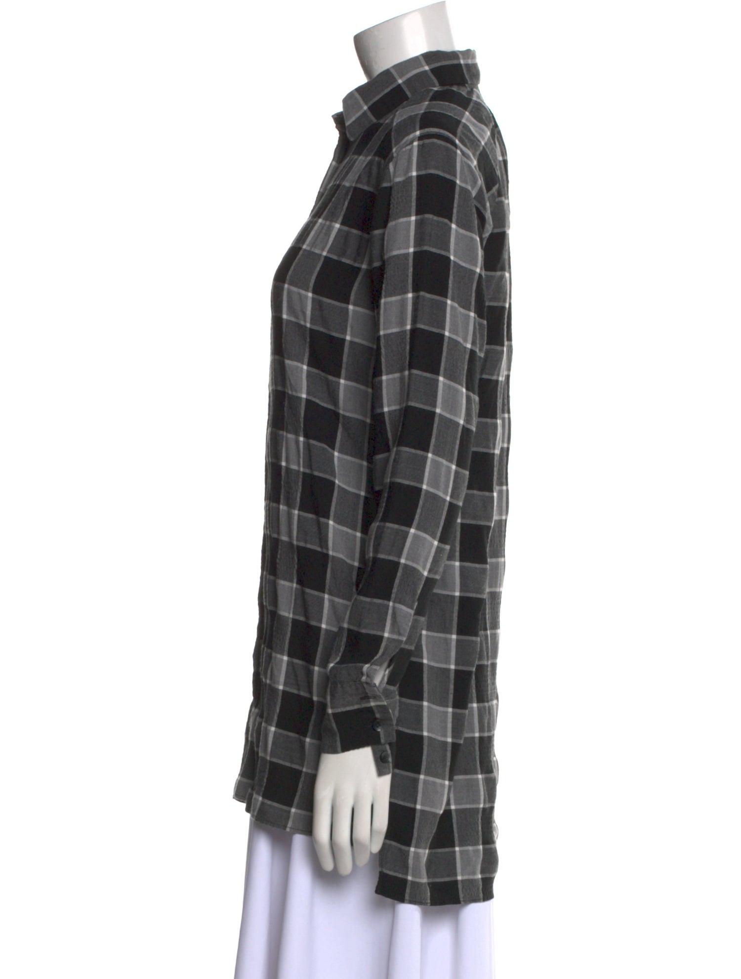 Alice + Olivia Plaid Print Long Sleeve Button-Up Top