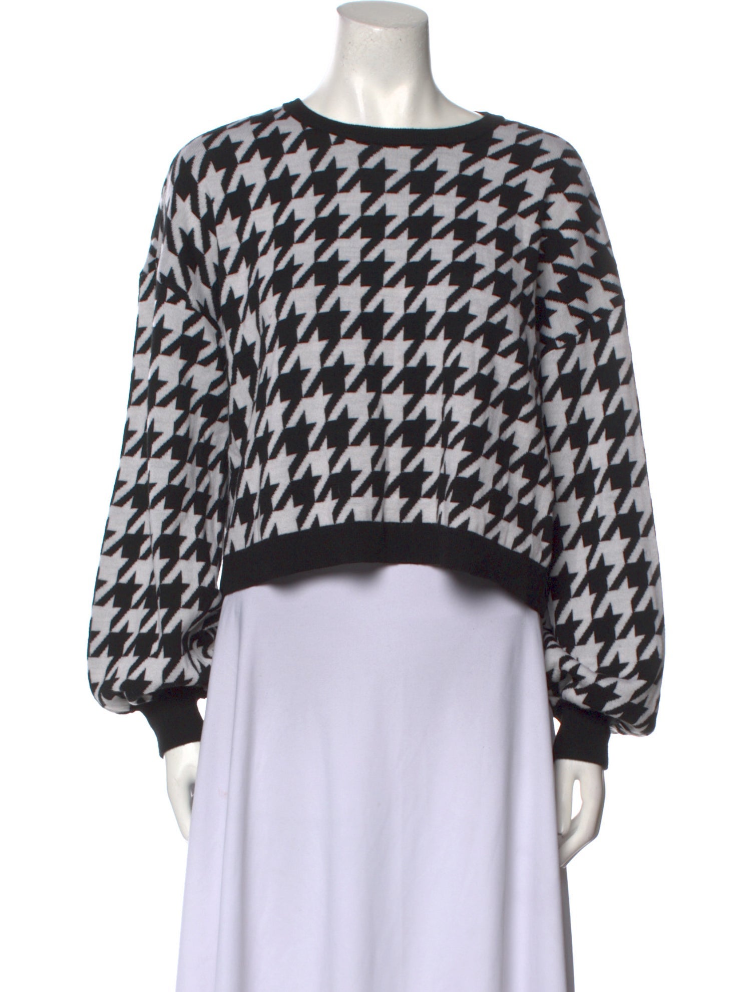 Alice + Olivia Wool Houndstooth Print Sweater