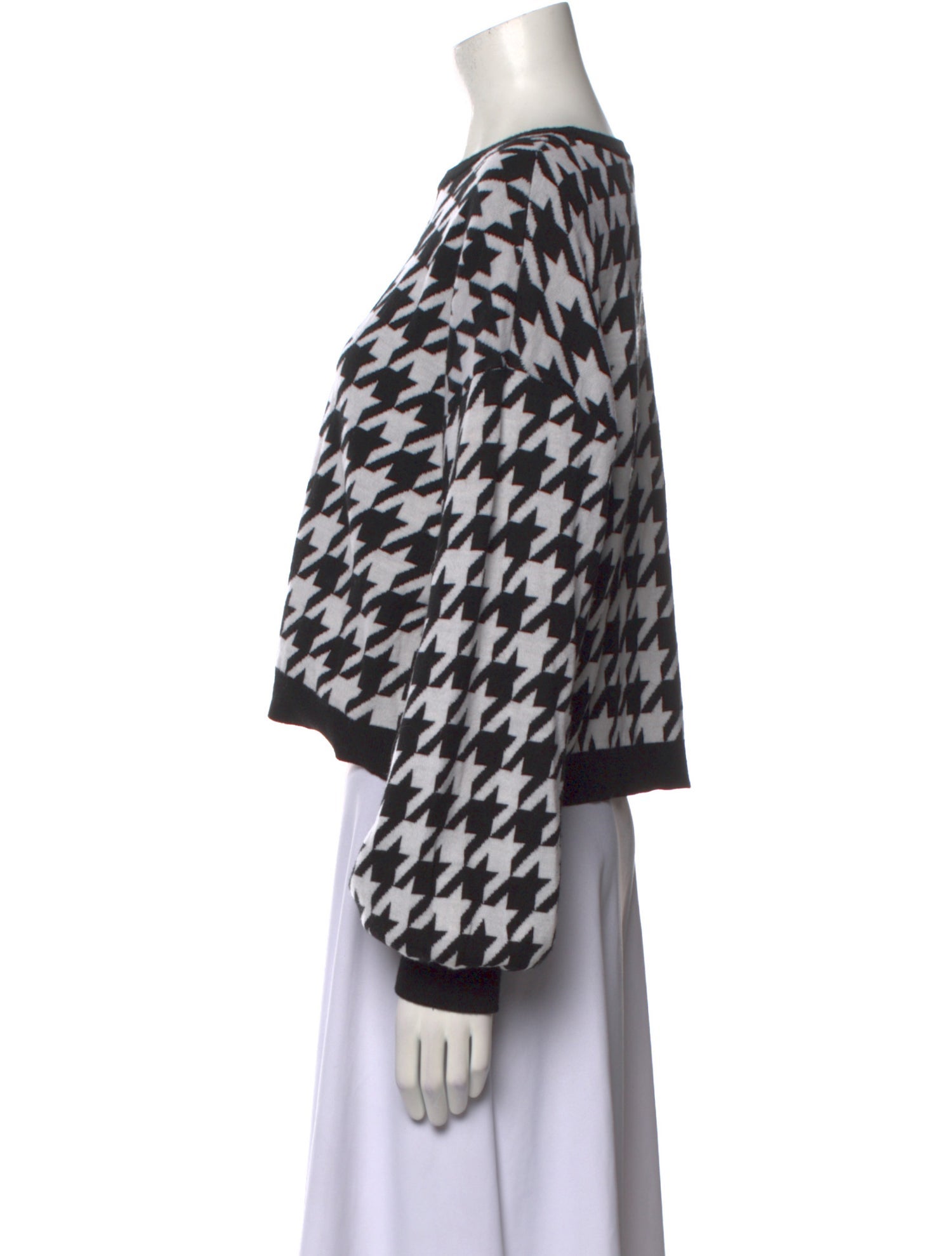 Alice + Olivia Wool Houndstooth Print Sweater