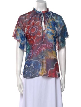 Alice + Olivia Printed Mock Neck Top