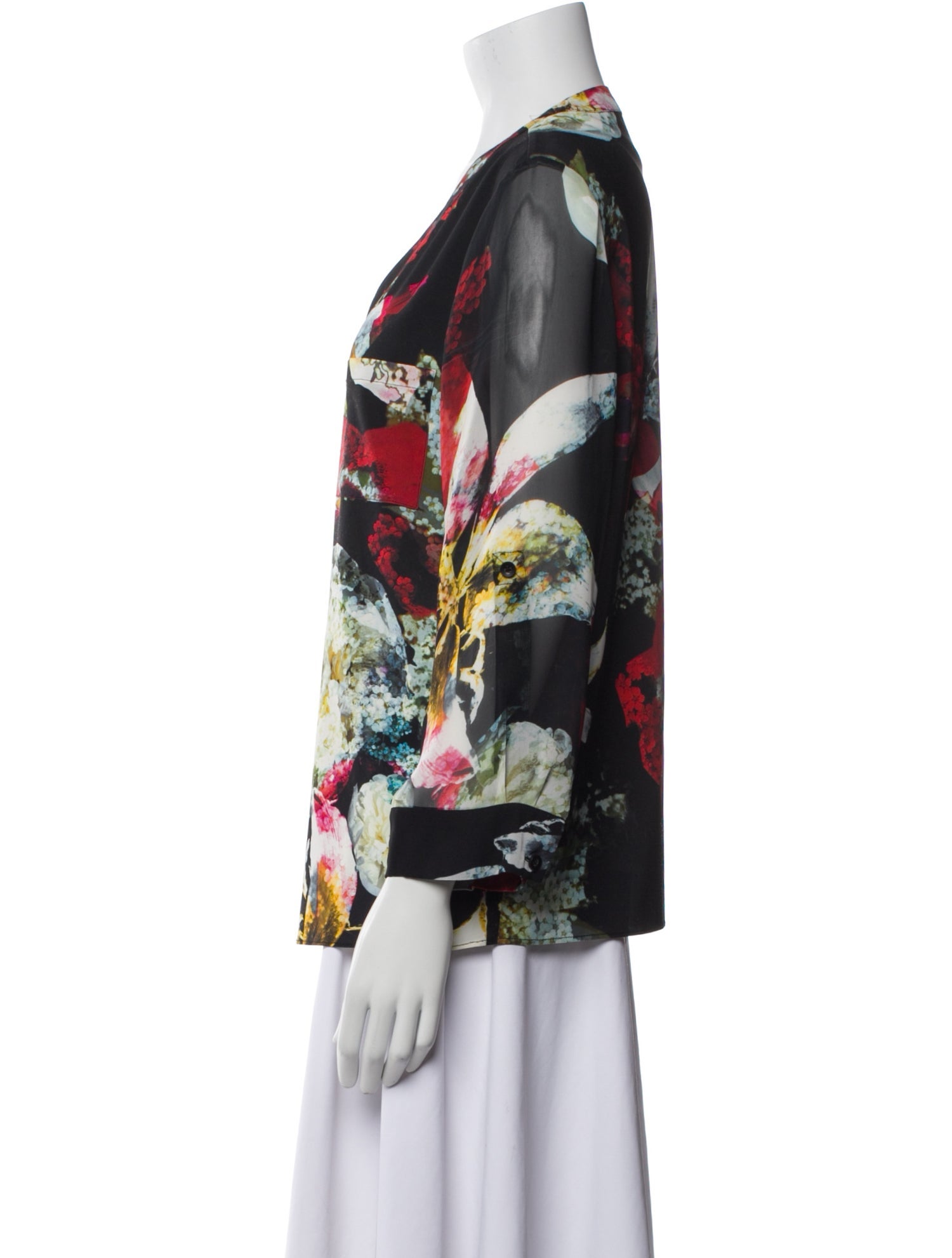 Alice + Olivia Floral Print V-Neck Blouse