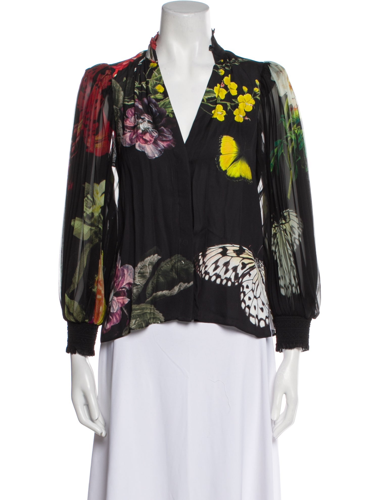 Alice + Olivia Floral Print V-Neck Blouse w/ Tags