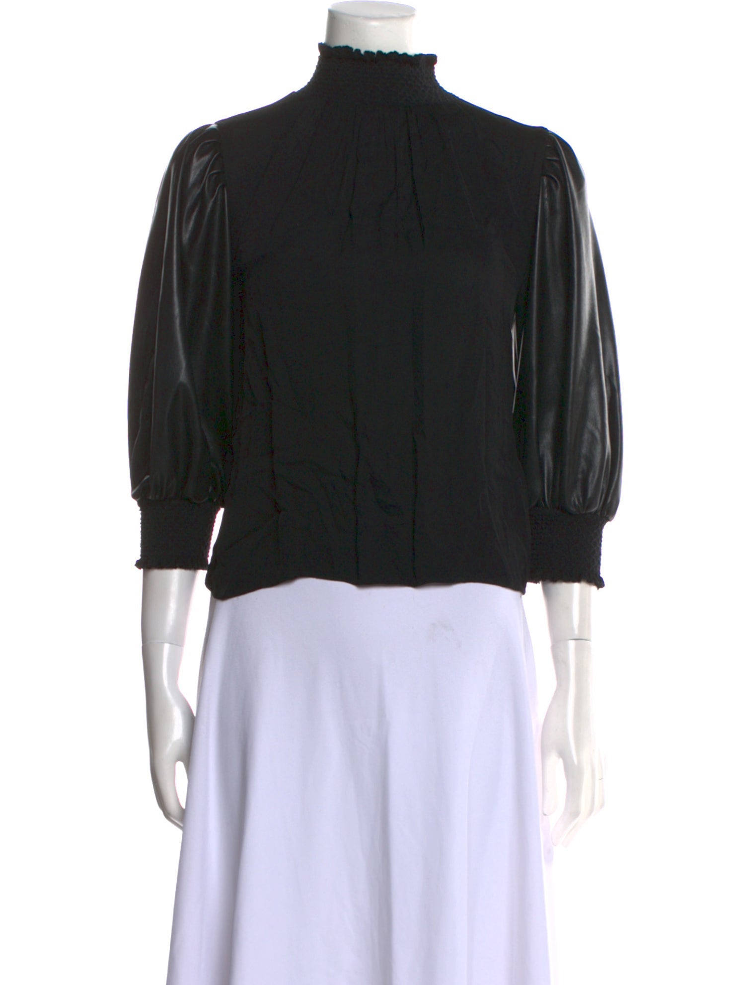 Alice + Olivia Mock Neck Three-Quarter Sleeve Top