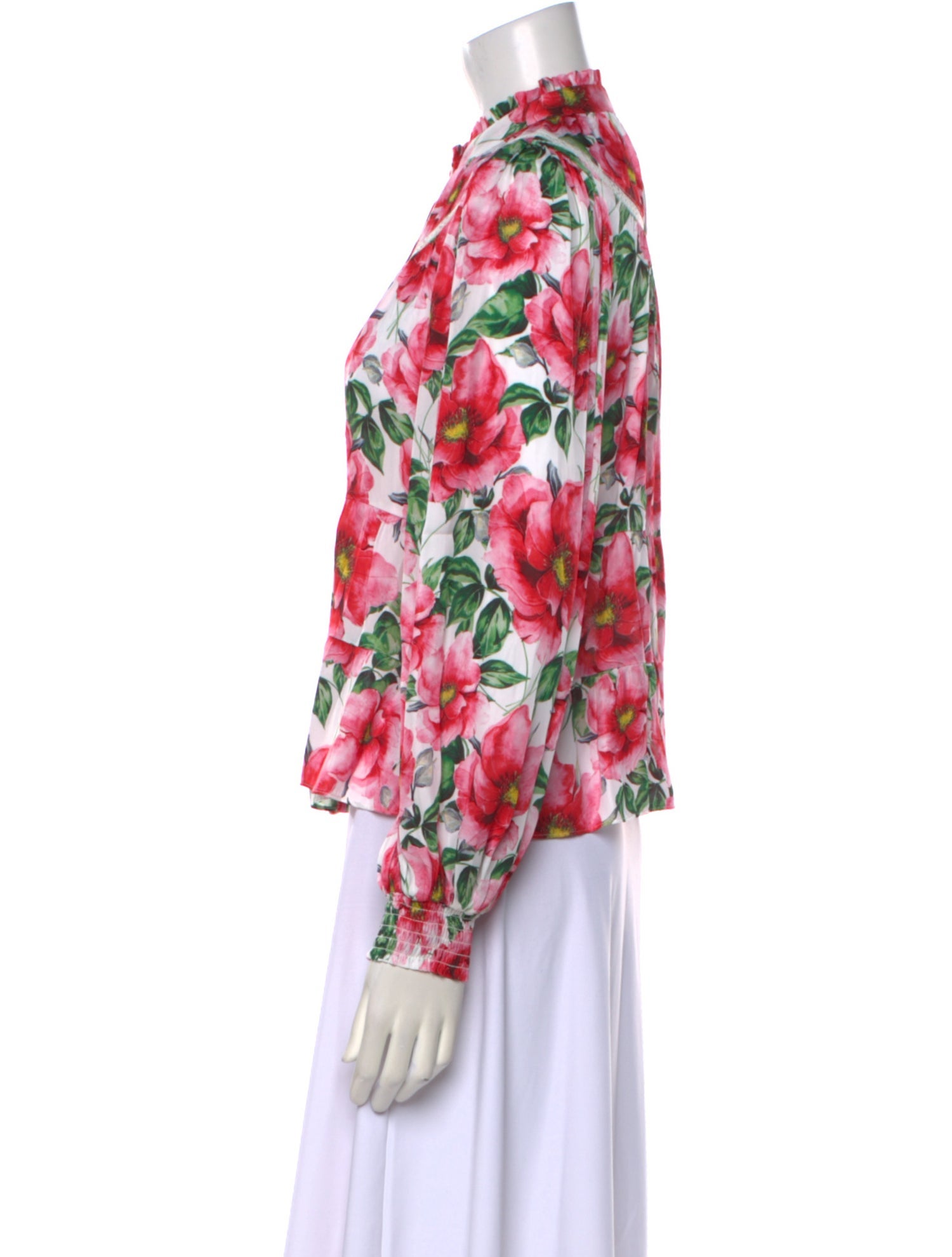 Alice + Olivia Floral Print Mock Neck Blouse